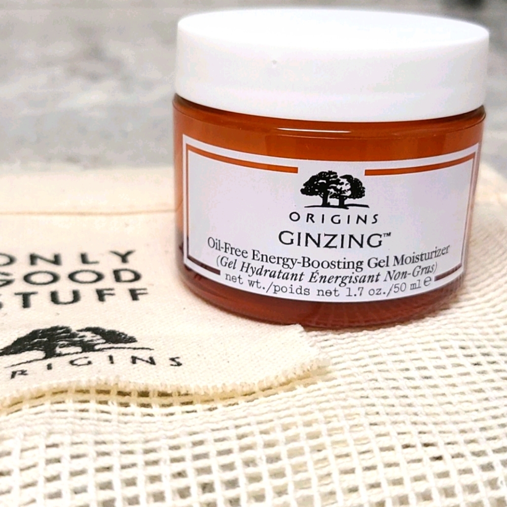 Origins Ginzing Gel Moisturizer & makeup bag